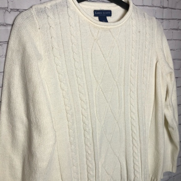 Karen Scott Petites Pullover Sweater Ivory Size Large Petite - Picture 5 of 11
